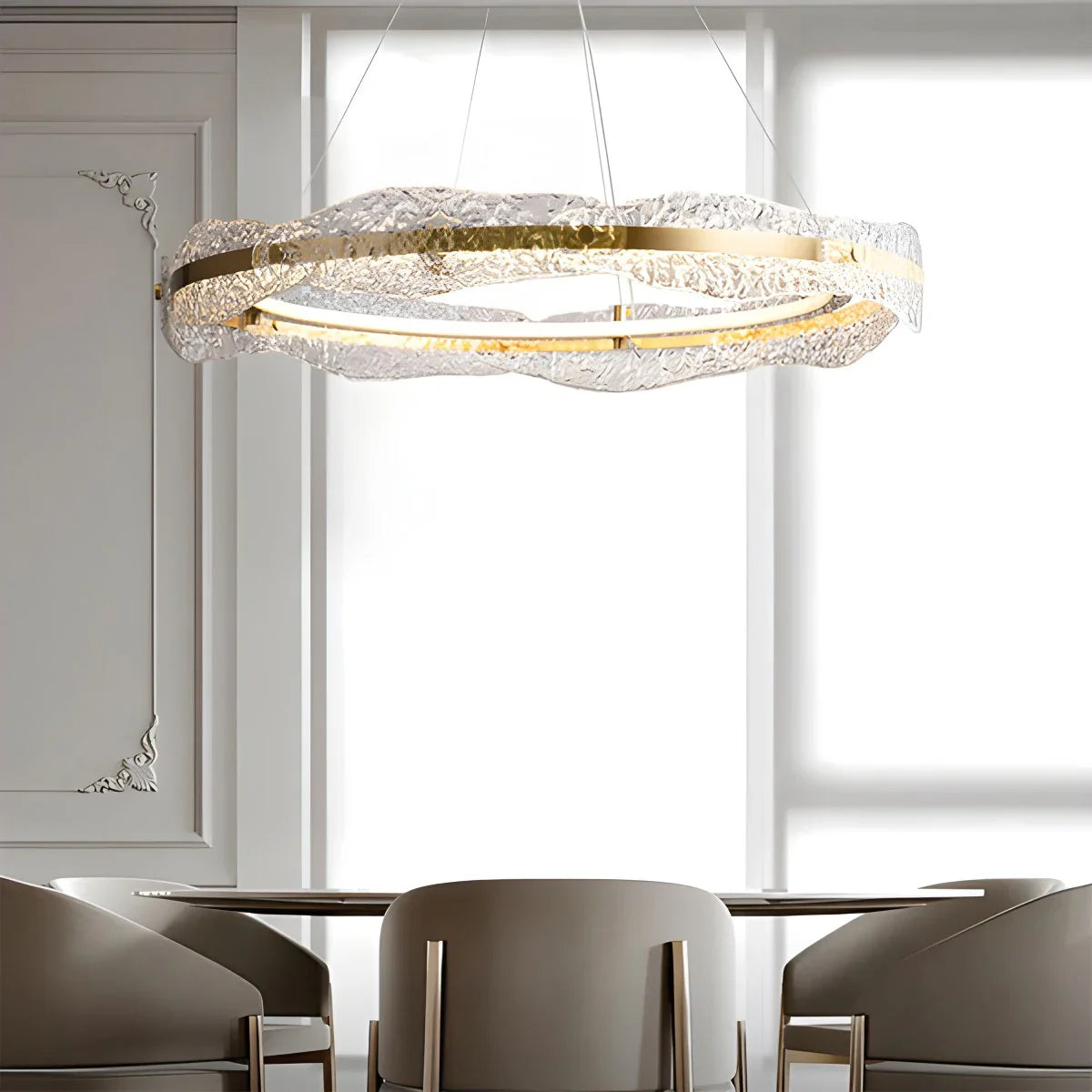 Water Pattern Glass Chandelier for Living Room