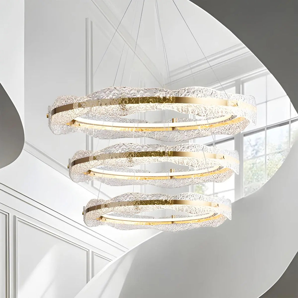Water Pattern Glass Chandelier for Living Room