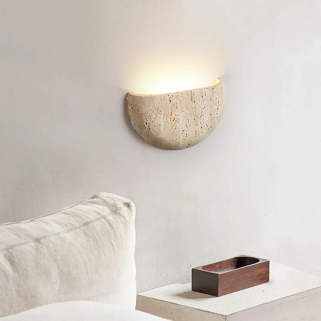 Arc Bowl Travertine Wall Lamp
