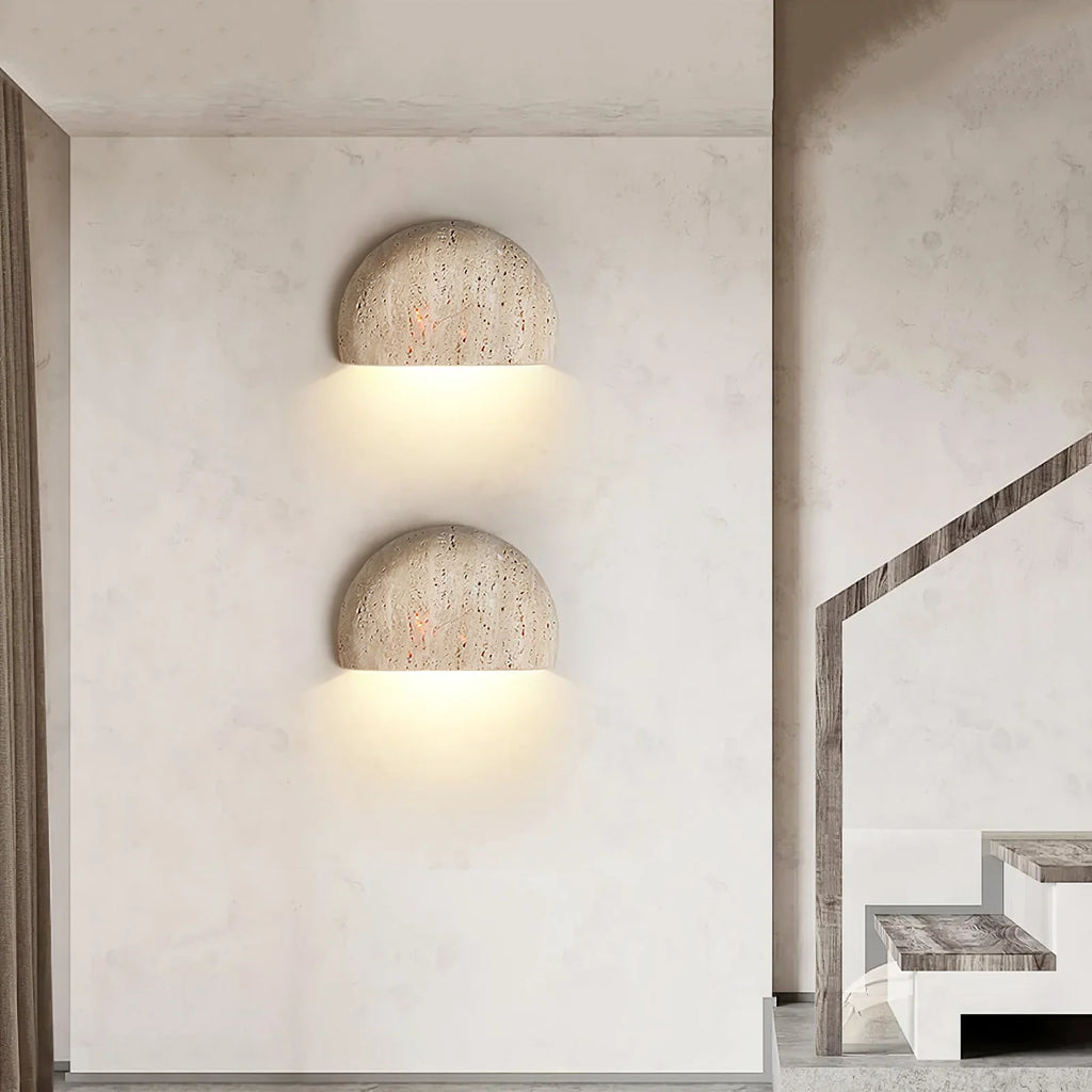 Arc Bowl Travertine Wall Lamp