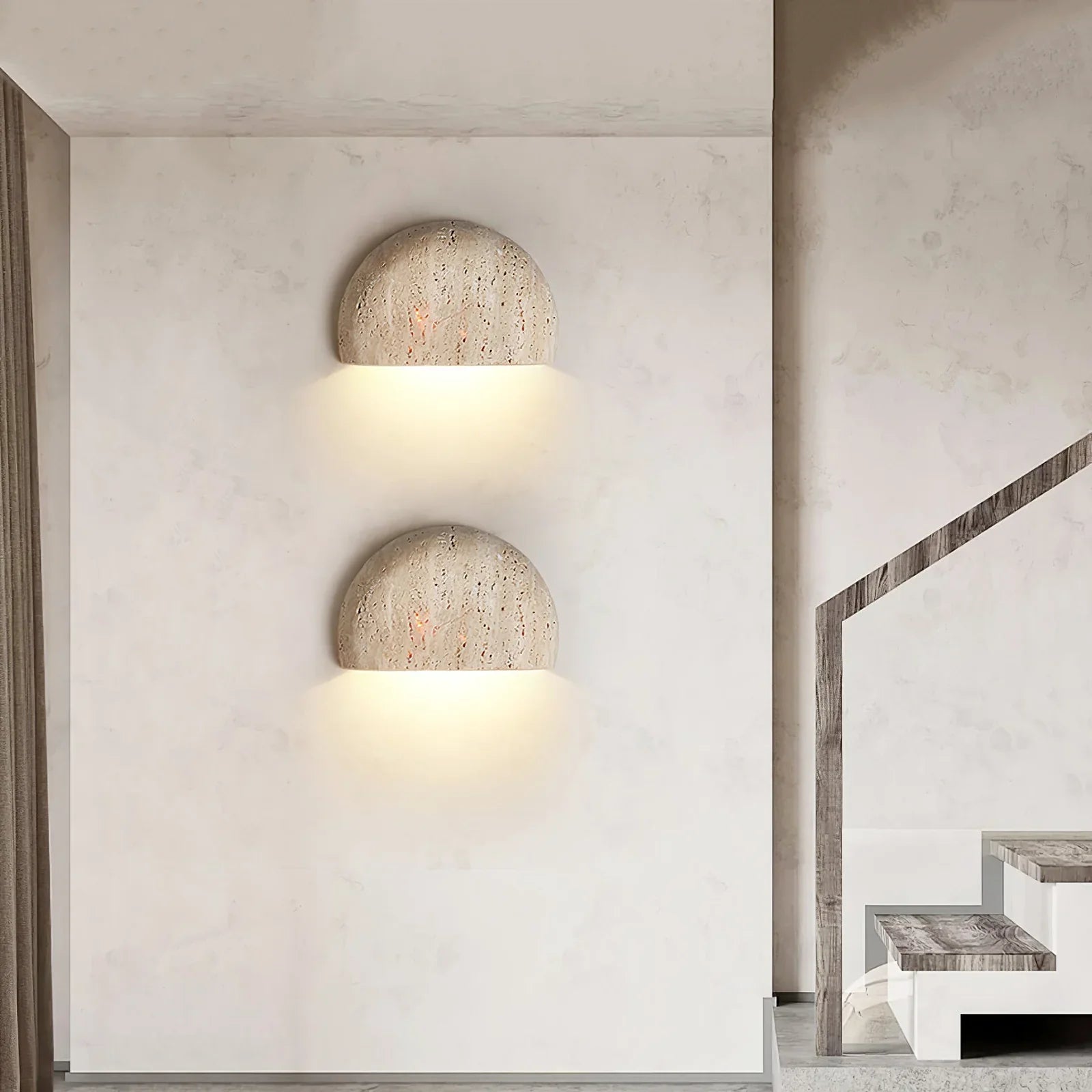 Arc Bowl Travertine Wall Lamp