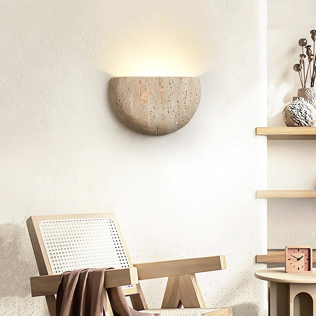 Arc Bowl Travertine Wall Lamp