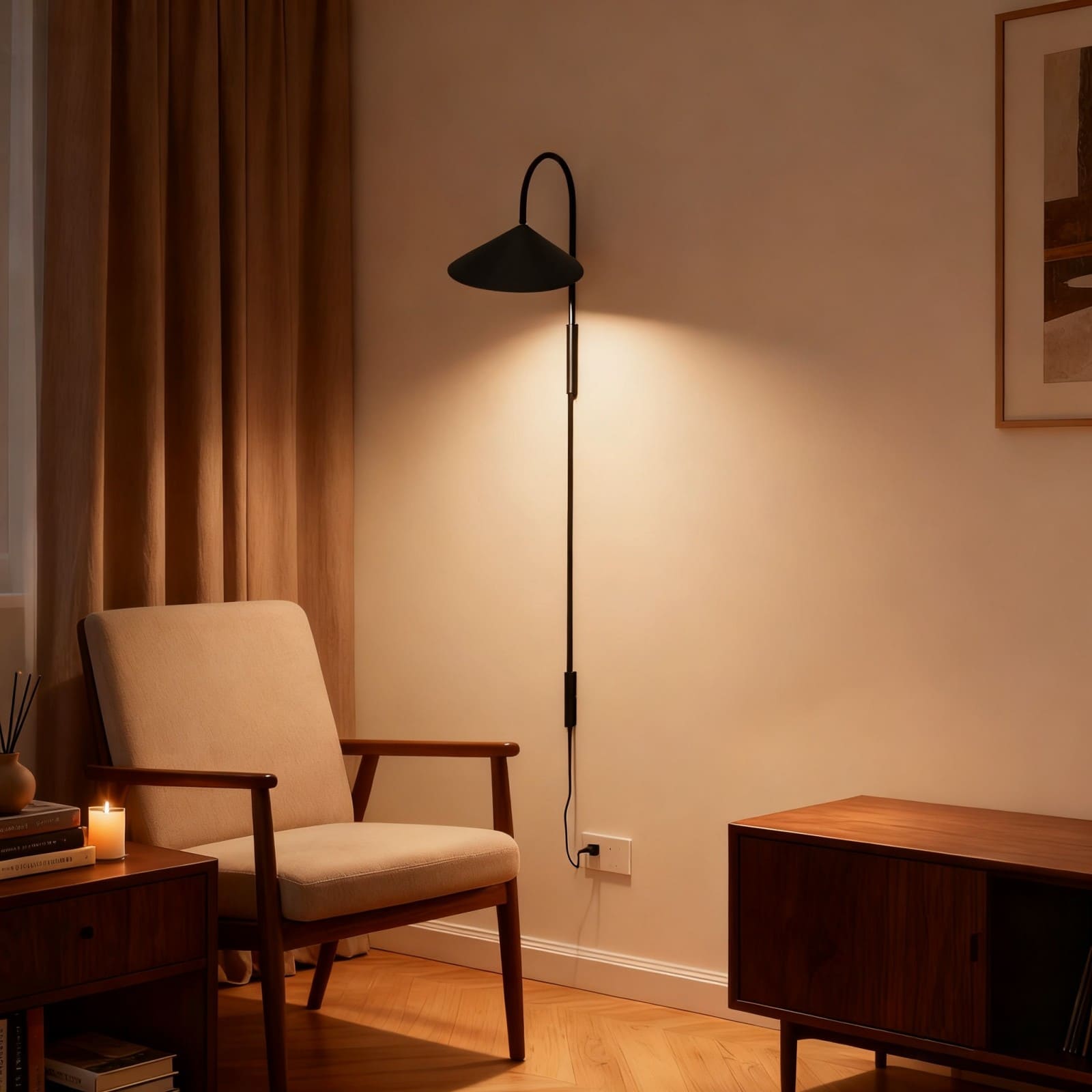 Arum Plug-In Wall Sconce – No-Wire Bedroom & Living Room Light
