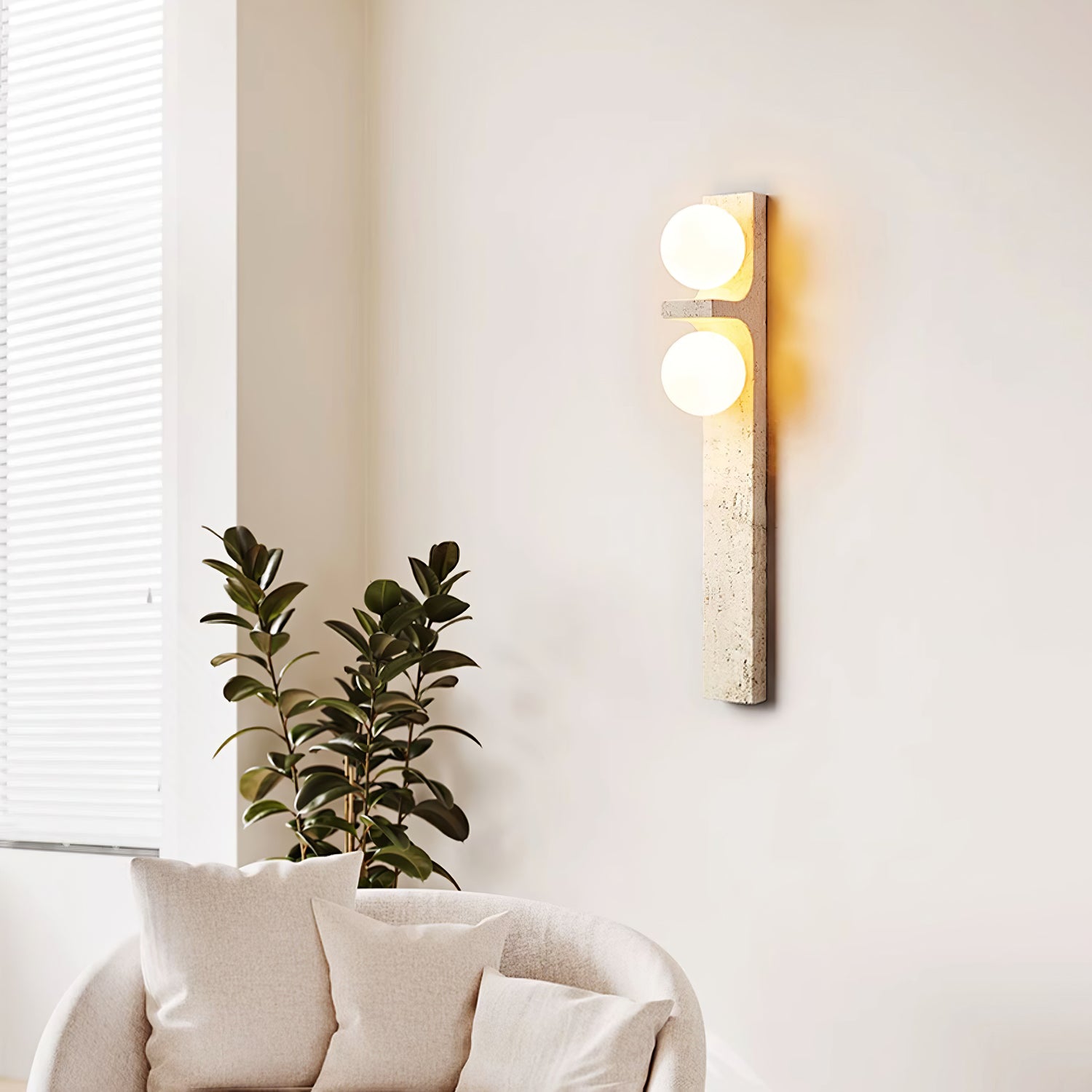 Asymmetrical Travertine Wall Sconce
