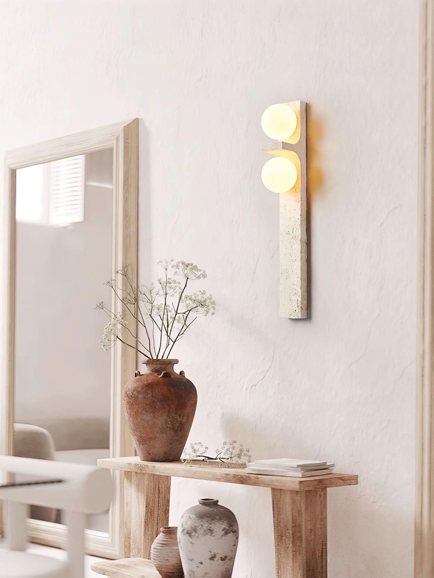 Asymmetrical Travertine Wall Sconce