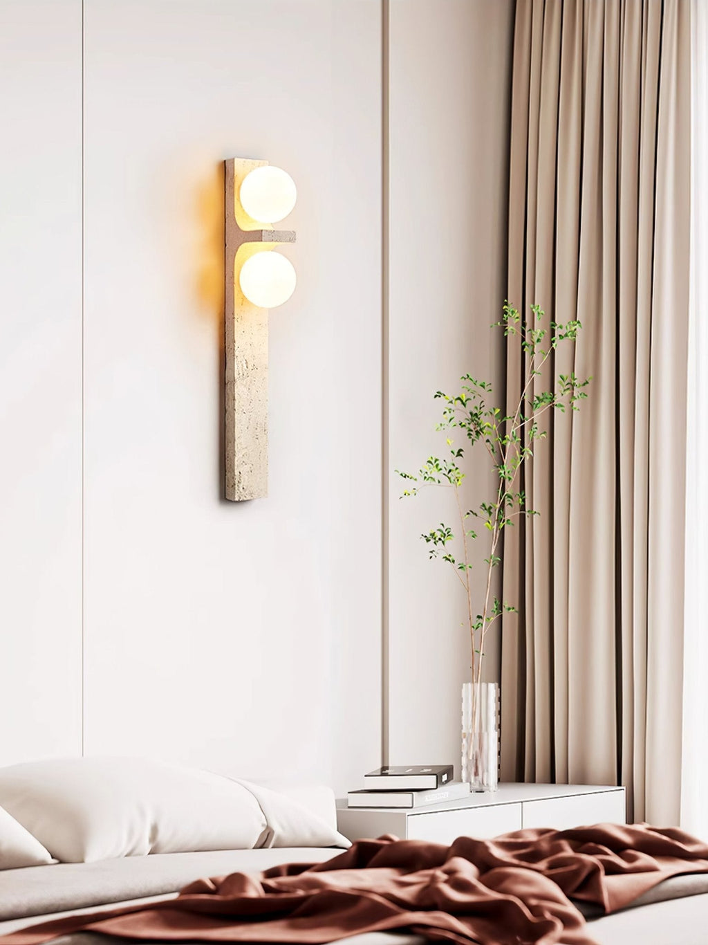 Asymmetrical Travertine Wall Sconce