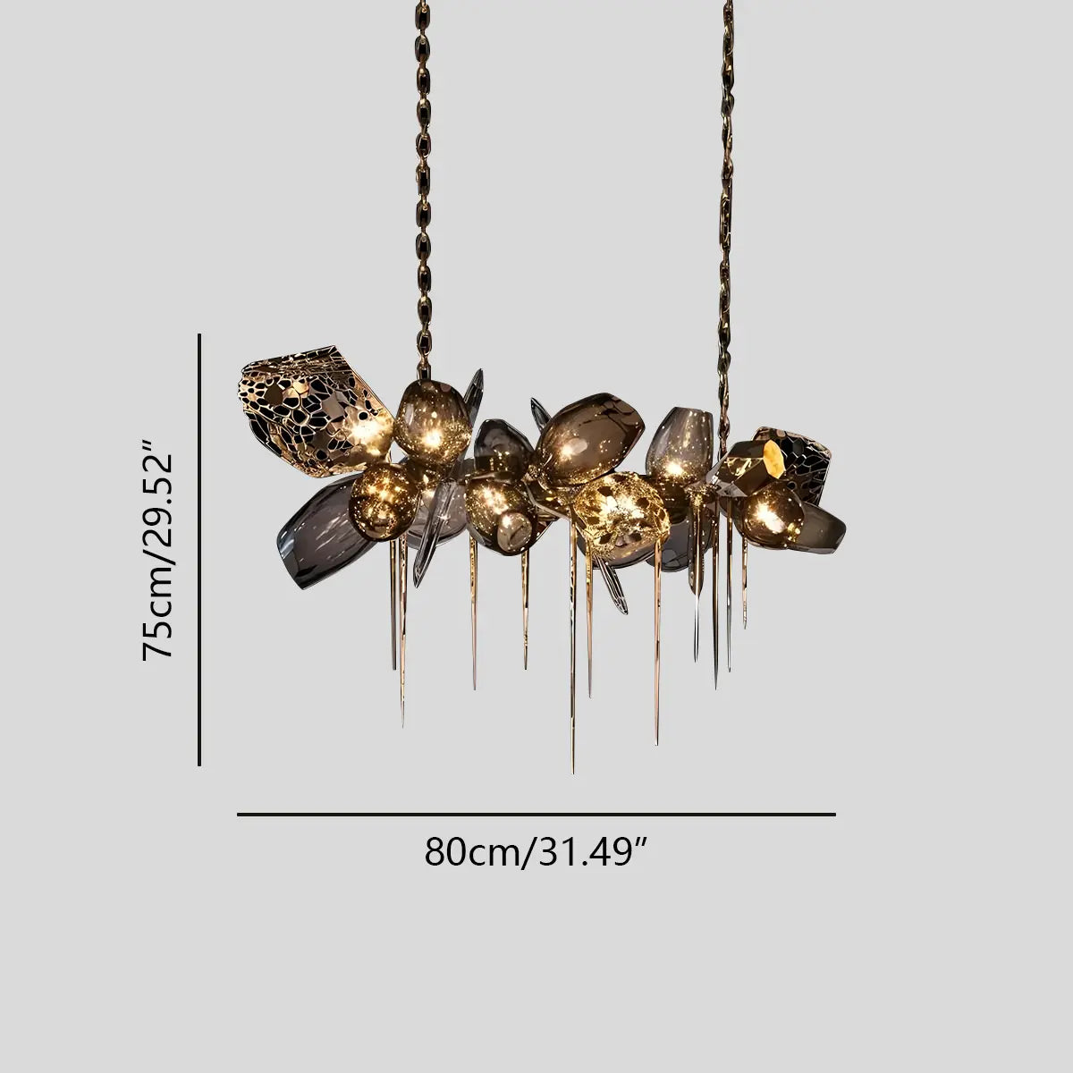 Kallisto Sculptural Glass Chandelier for Dining Room