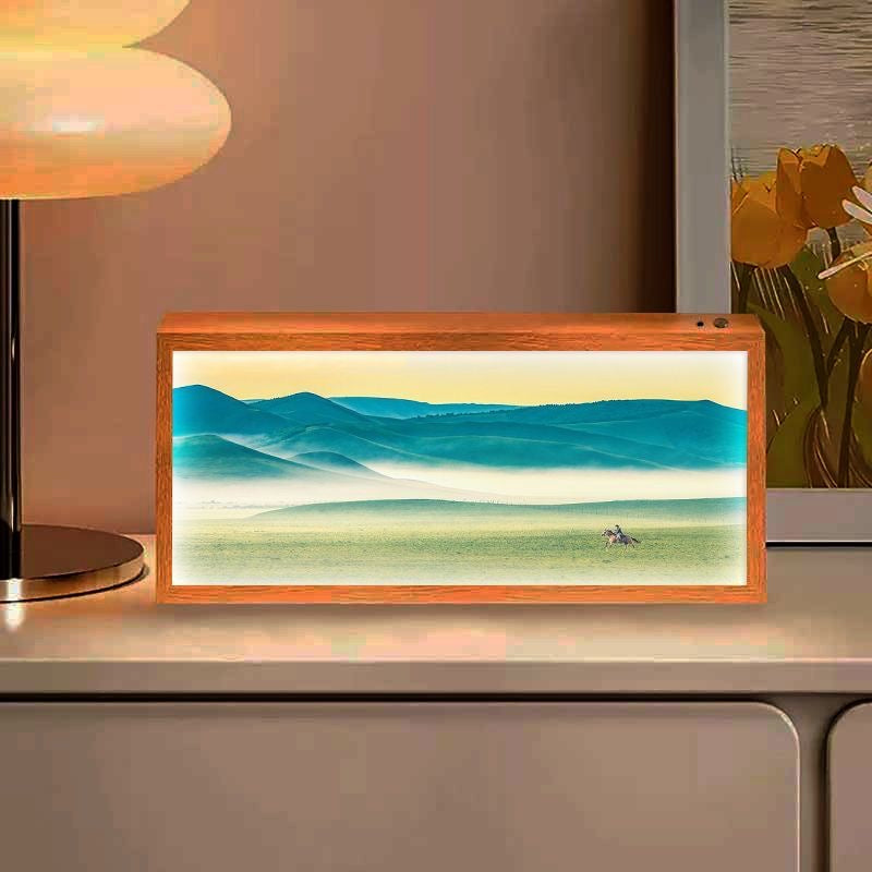 Healing Forest LED Light Painting - Nordic Wooden Frame Light Box Art