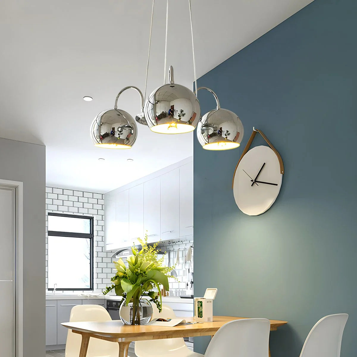 Bauhaus Style Antique Chrome  Chandelier