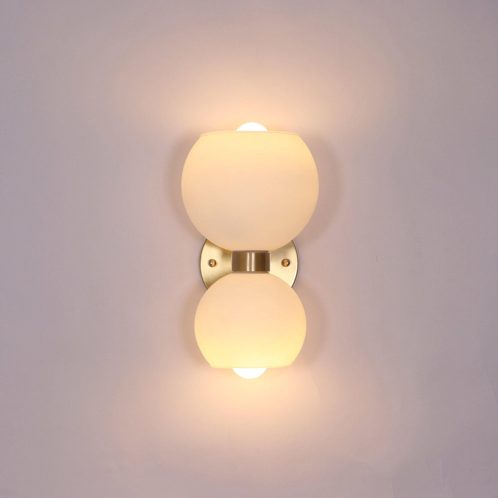 Round White Glass Bedroom Wall Lamp