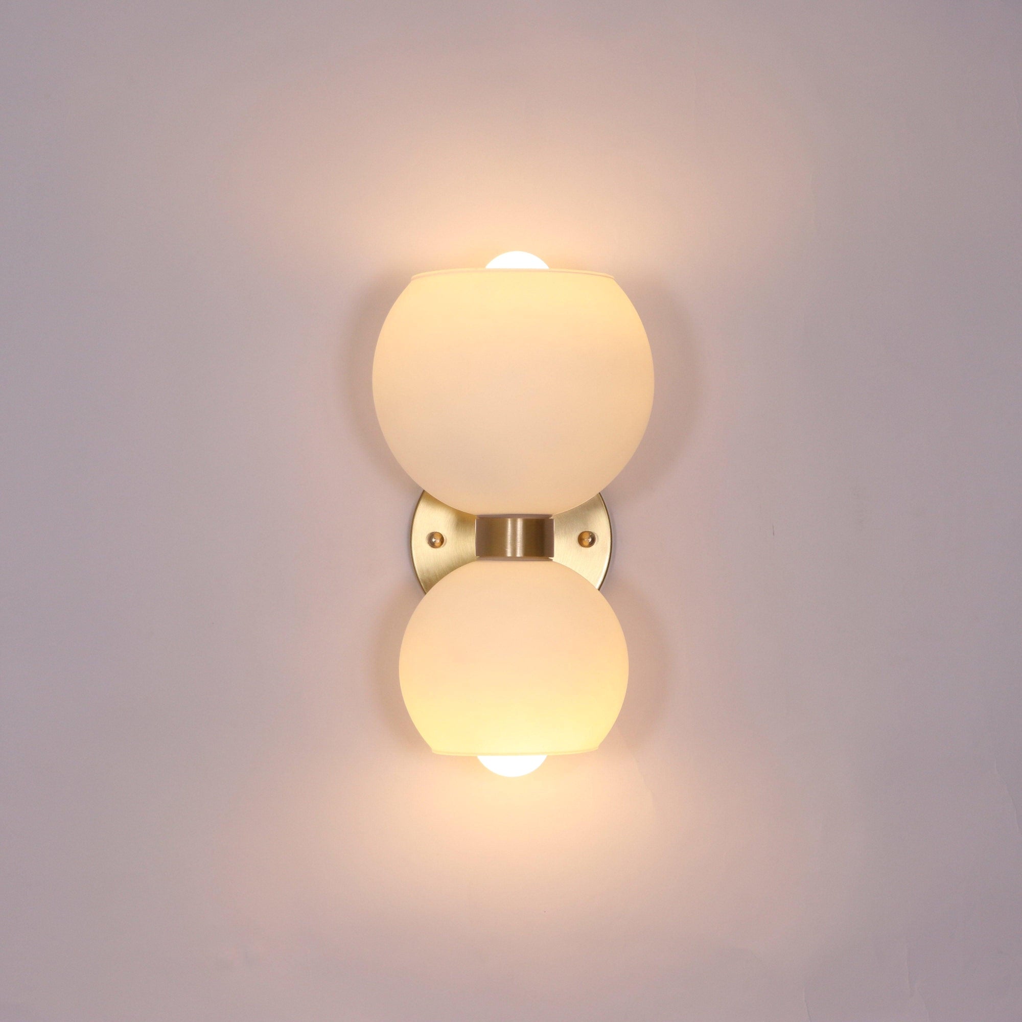 Round White Glass Bedroom Wall Lamp