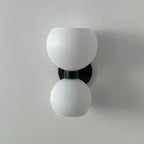 Round White Glass Bedroom Wall Lamp
