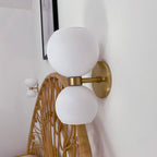 Round White Glass Bedroom Wall Lamp