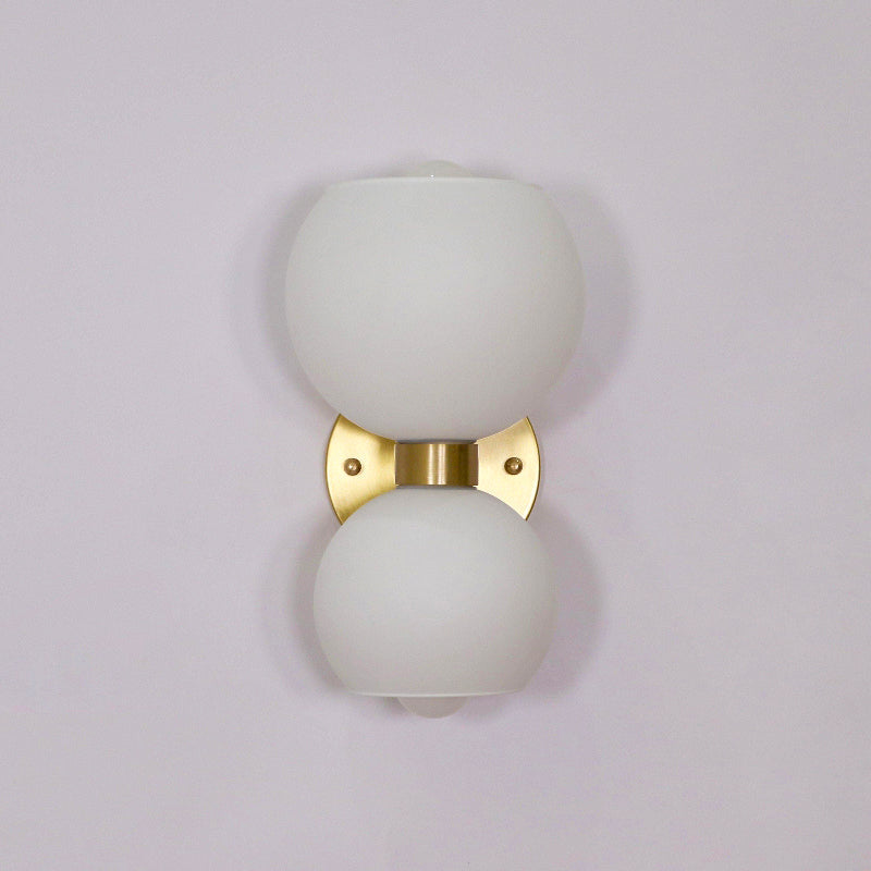 Round White Glass Bedroom Wall Lamp