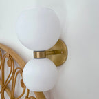 Round White Glass Bedroom Wall Lamp