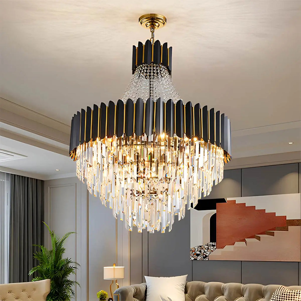 Modern Black Gold Luxury Crystal Chandelier