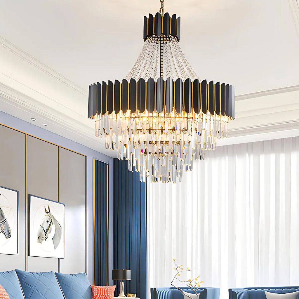 Modern Black Gold Luxury Crystal Chandelier