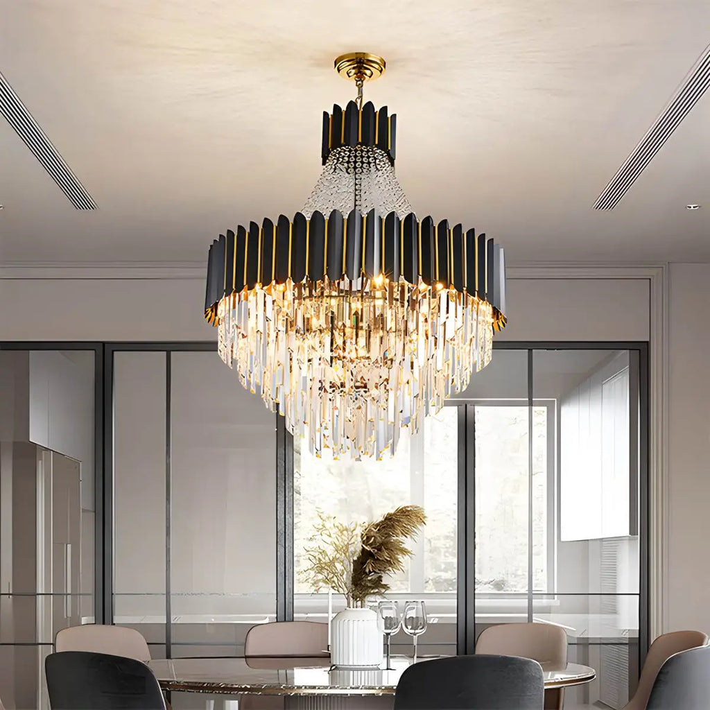 Modern Black Gold Luxury Crystal Chandelier