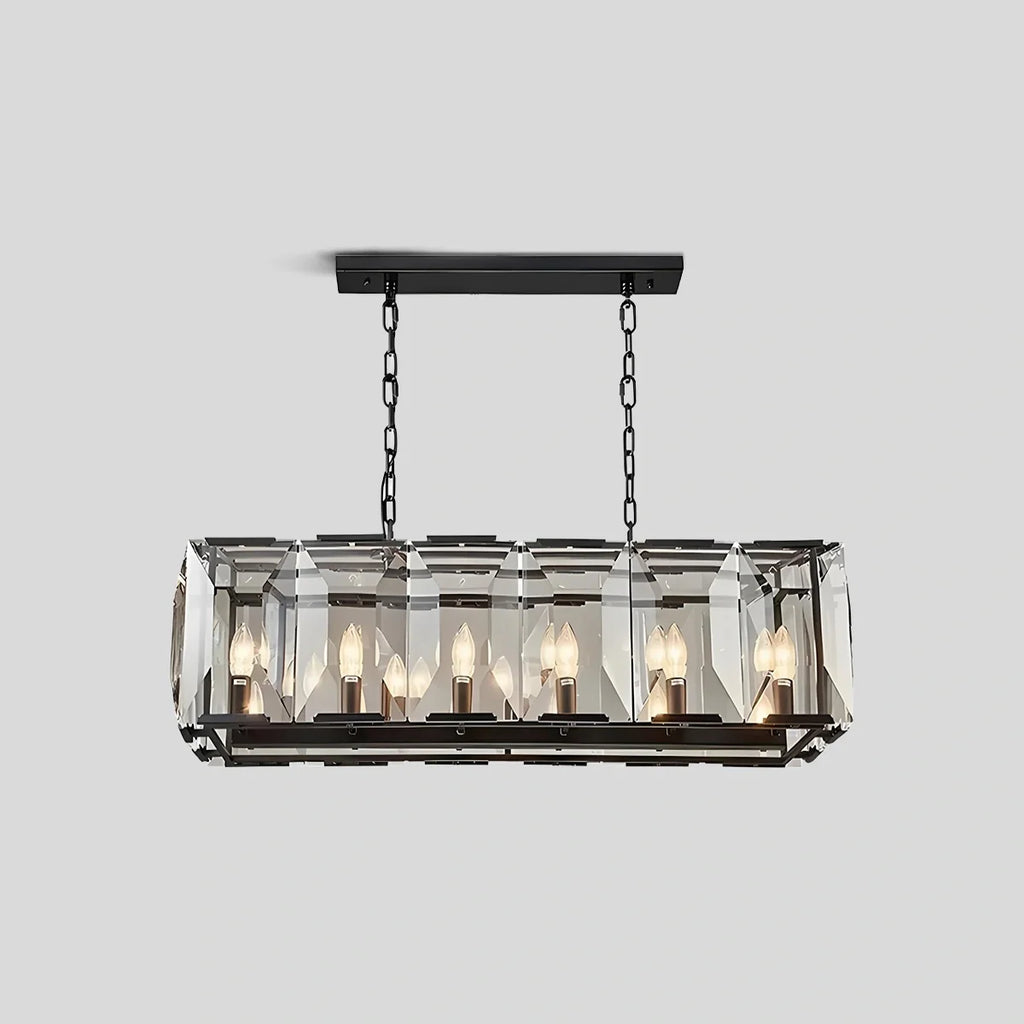 Rectangular Glass Chandelier - Modern LED Linear Lighting