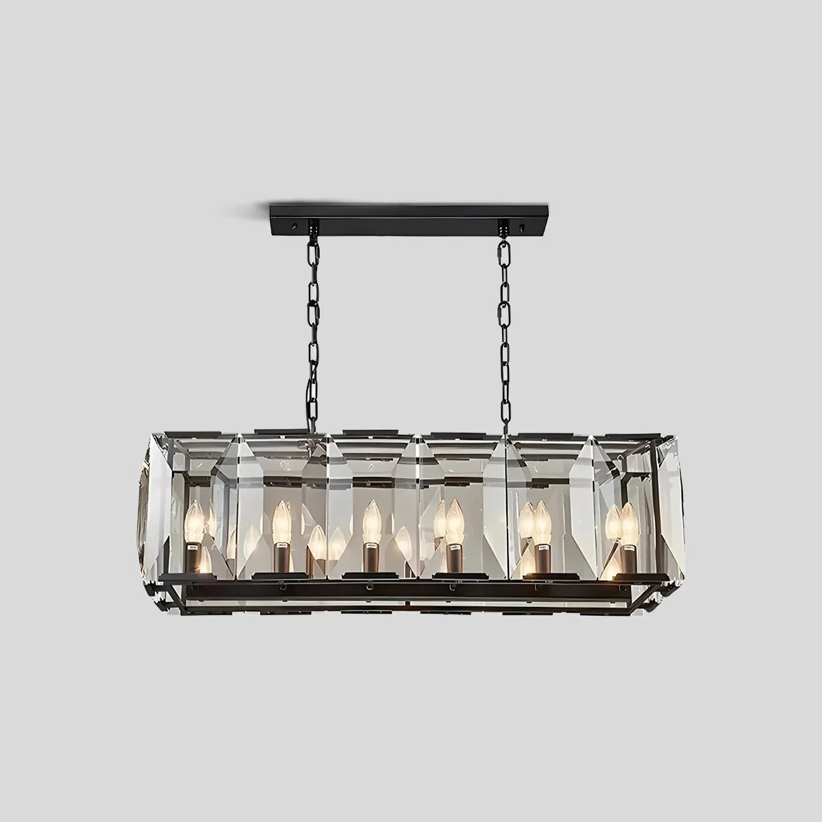 Rectangular Glass Chandelier - Modern LED Linear Lighting
