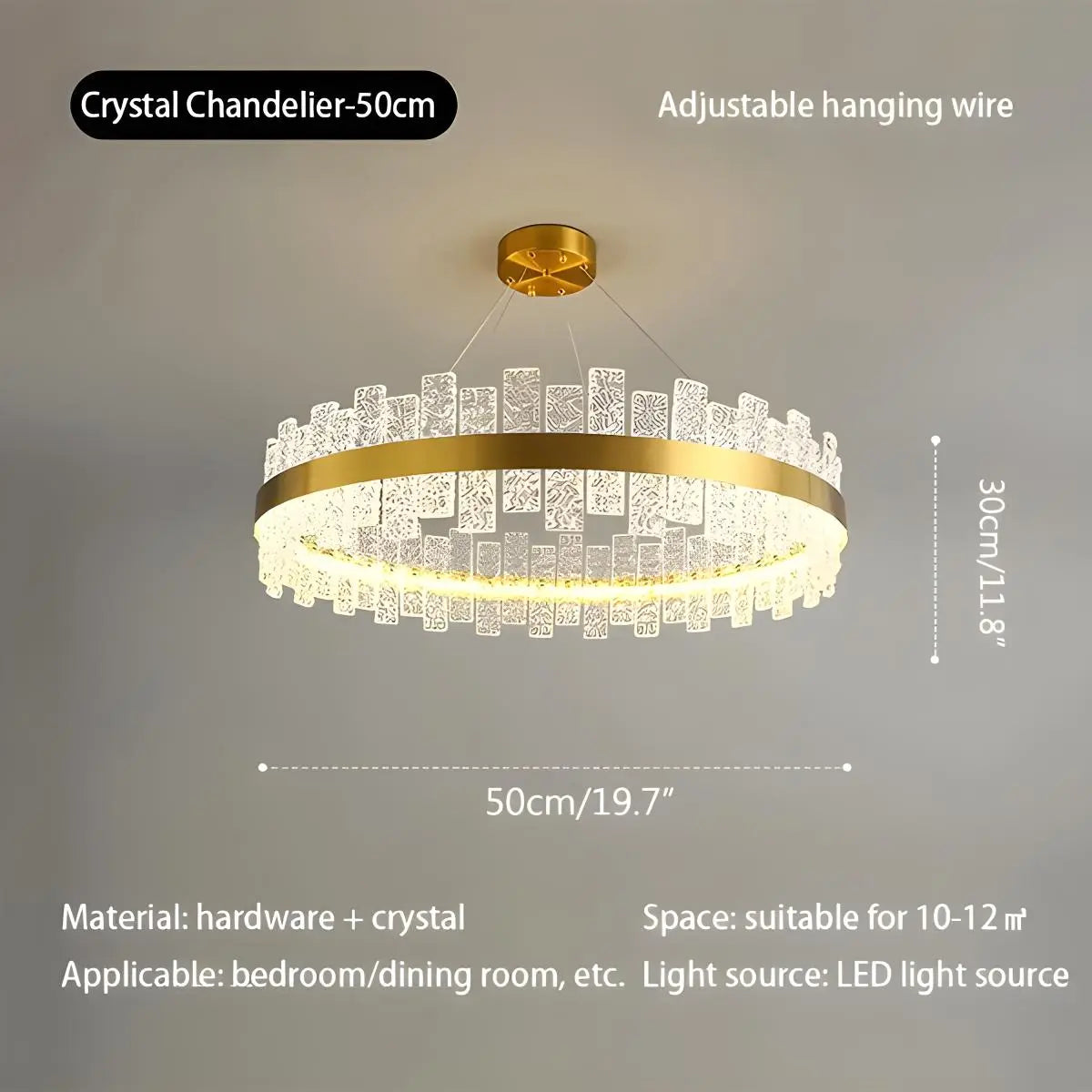 Modern Frosted Glass Crystal Chandelier