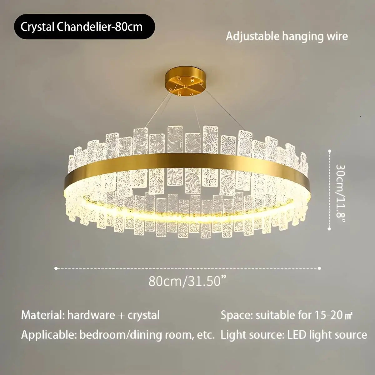 Modern Frosted Glass Crystal Chandelier