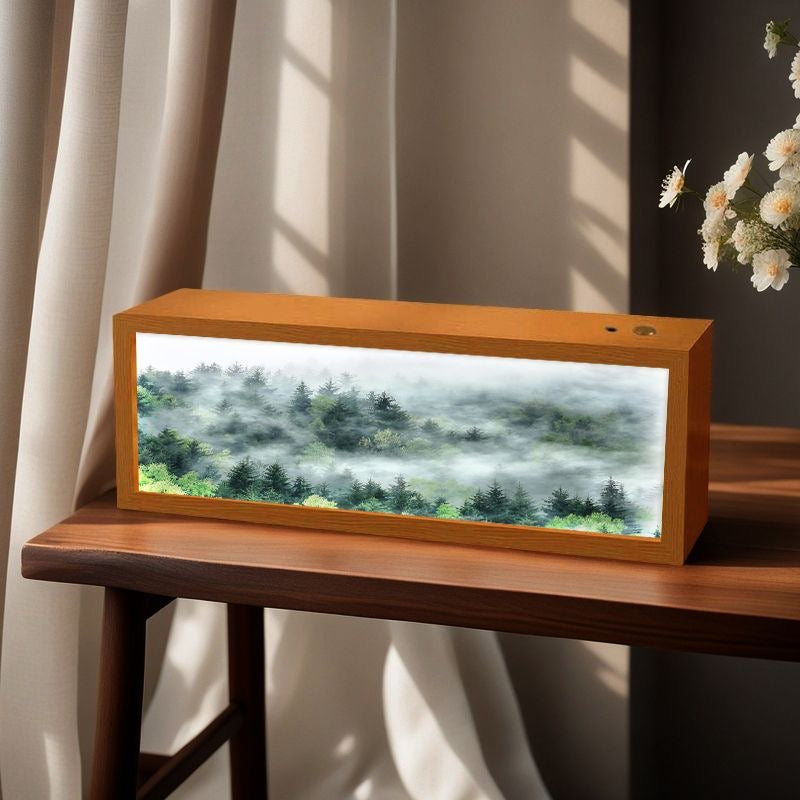Healing Forest LED Light Painting - Nordic Wooden Frame Light Box Art