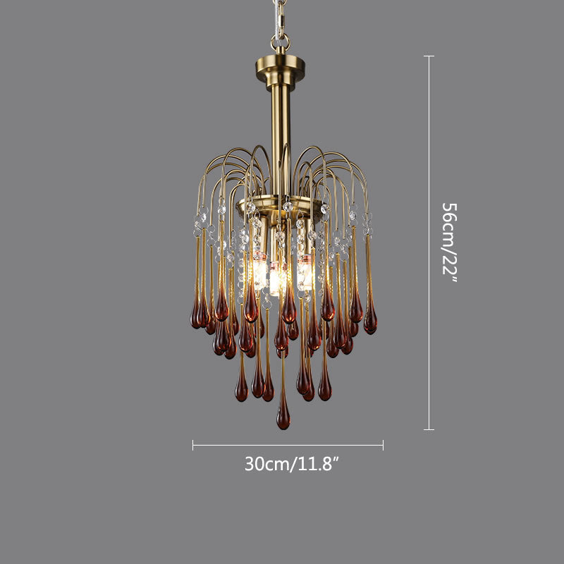 French Retro Water Drop Glass Chandelier