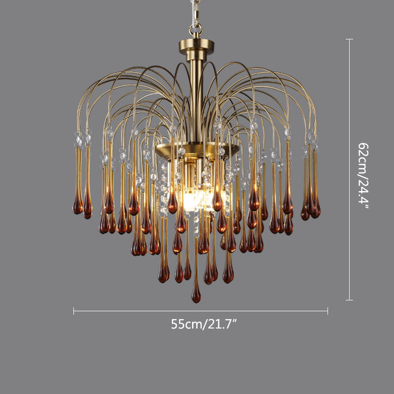 French Retro Water Drop Glass Chandelier