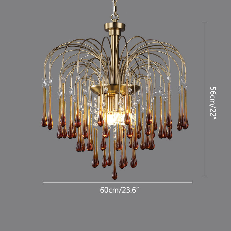 French Retro Water Drop Glass Chandelier