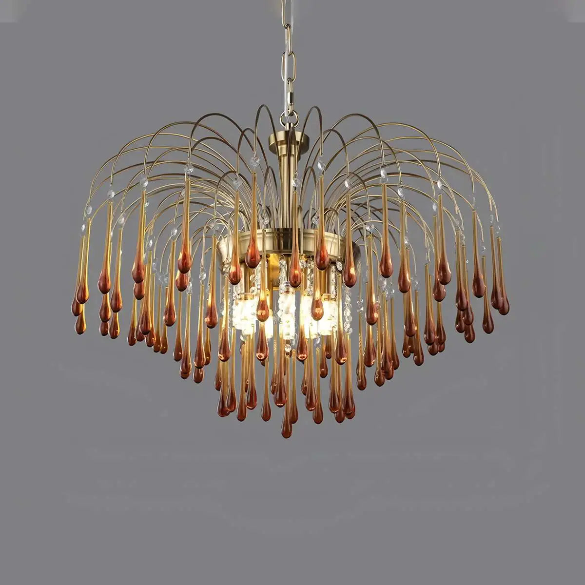 French Retro Water Drop Glass Chandelier