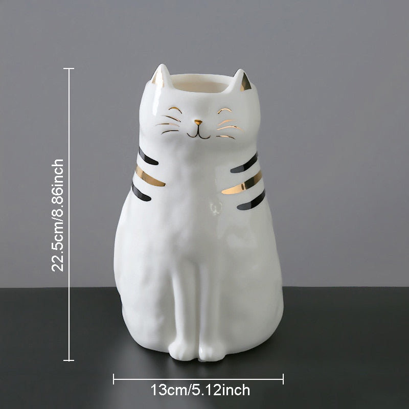 Ceramic Cat Vase Decor