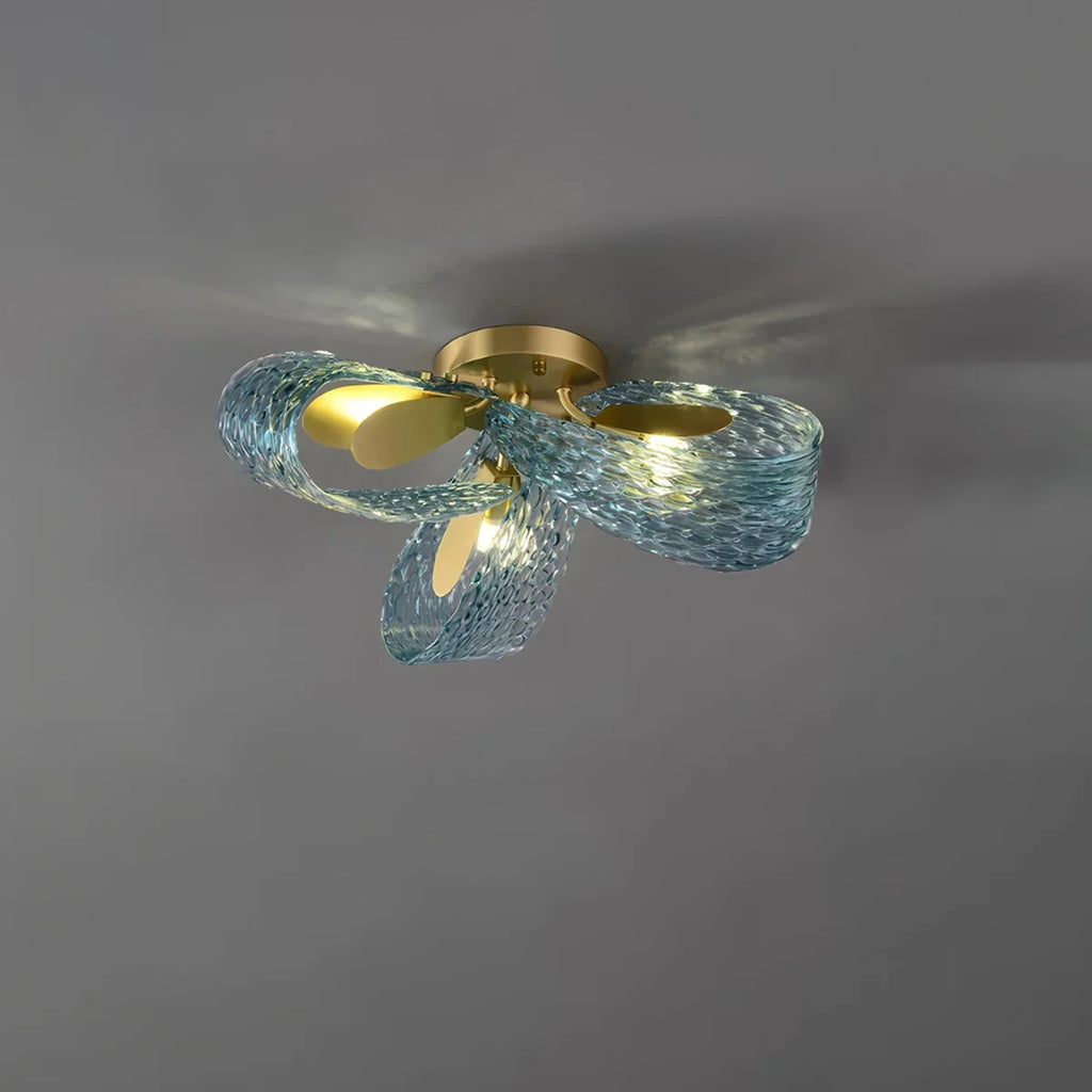 Peacock Blue Art Glass Chandelier for Dining Room