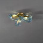 Peacock Blue Art Glass Chandelier for Dining Room