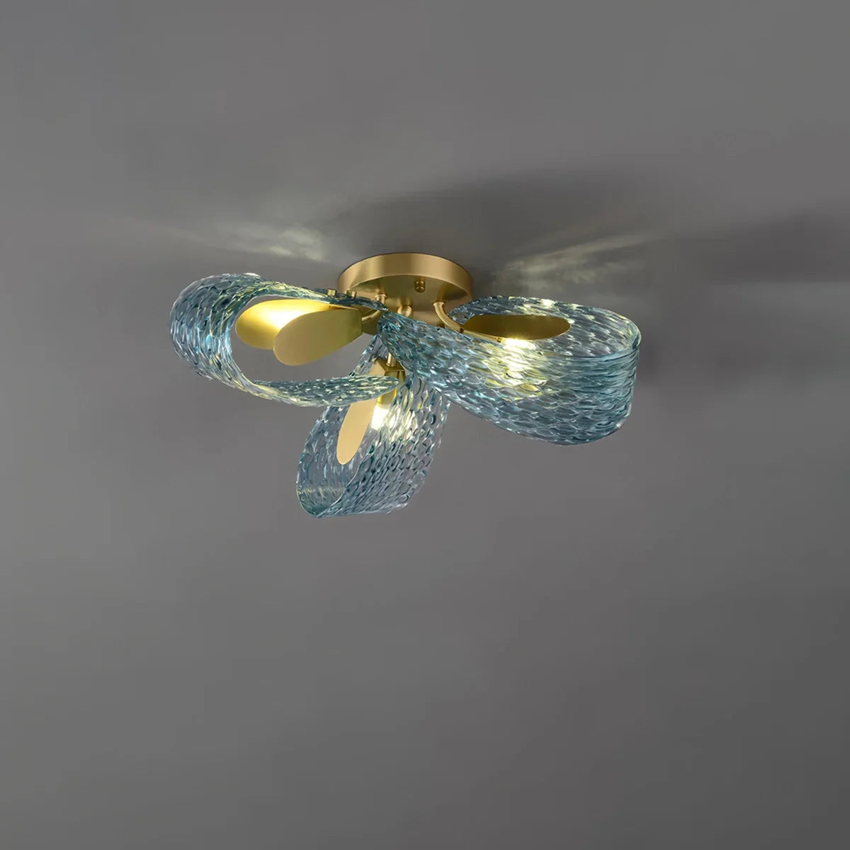 Peacock Blue Art Glass Chandelier for Dining Room