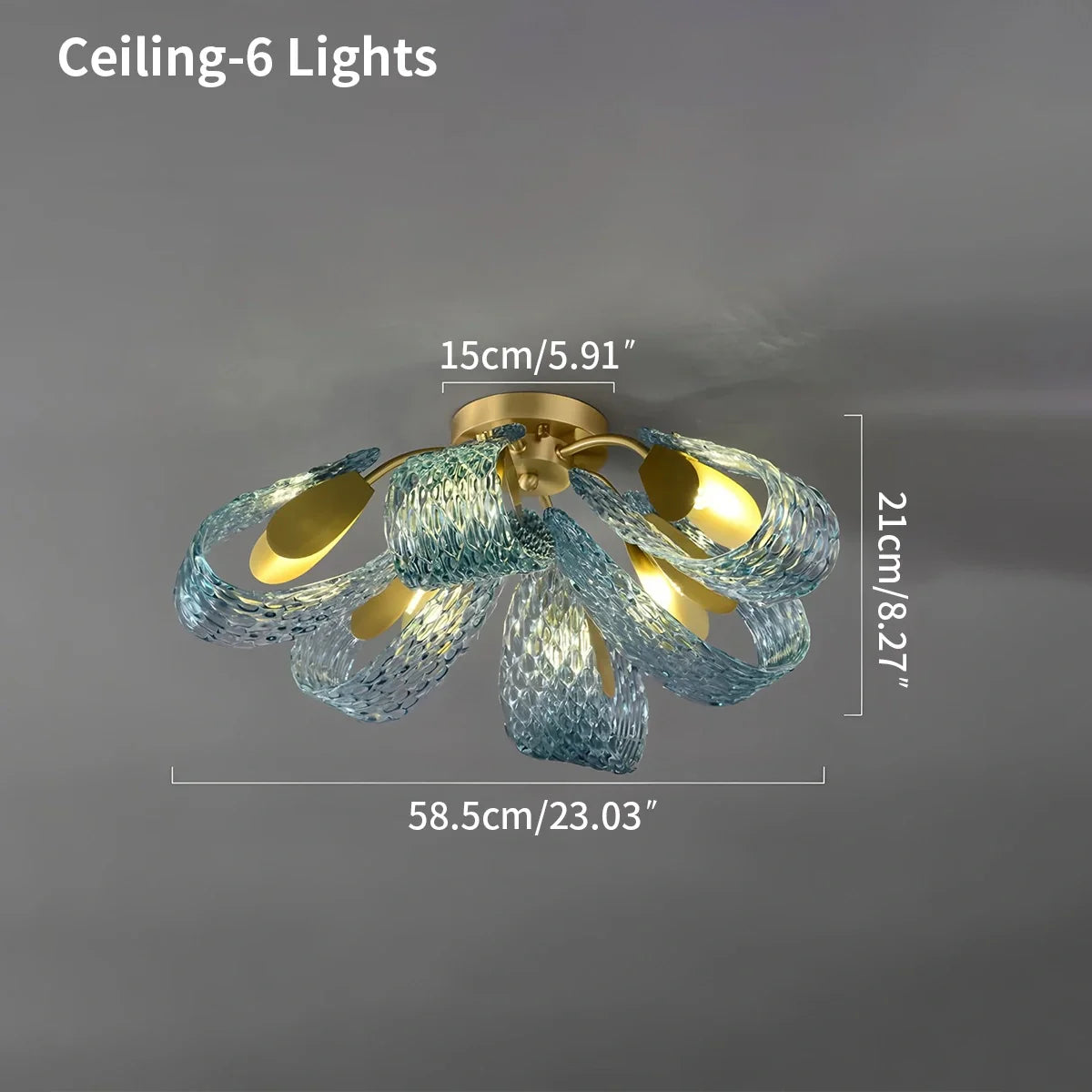 Peacock Blue Art Glass Chandelier for Dining Room