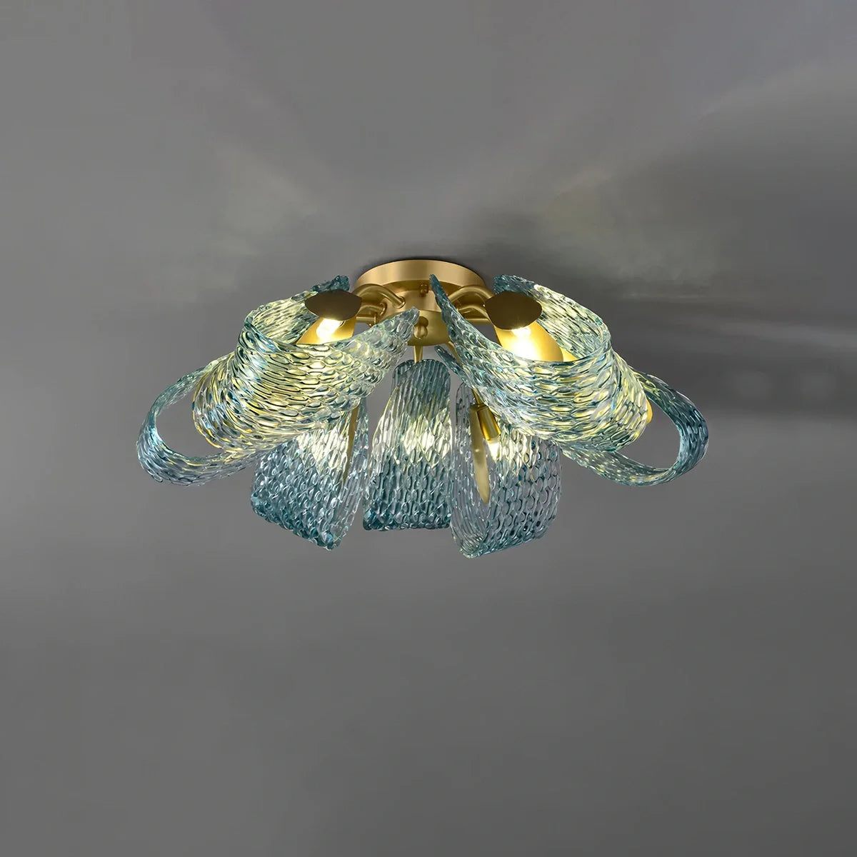 Peacock Blue Art Glass Chandelier for Dining Room