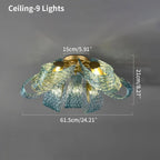 Peacock Blue Art Glass Chandelier for Dining Room