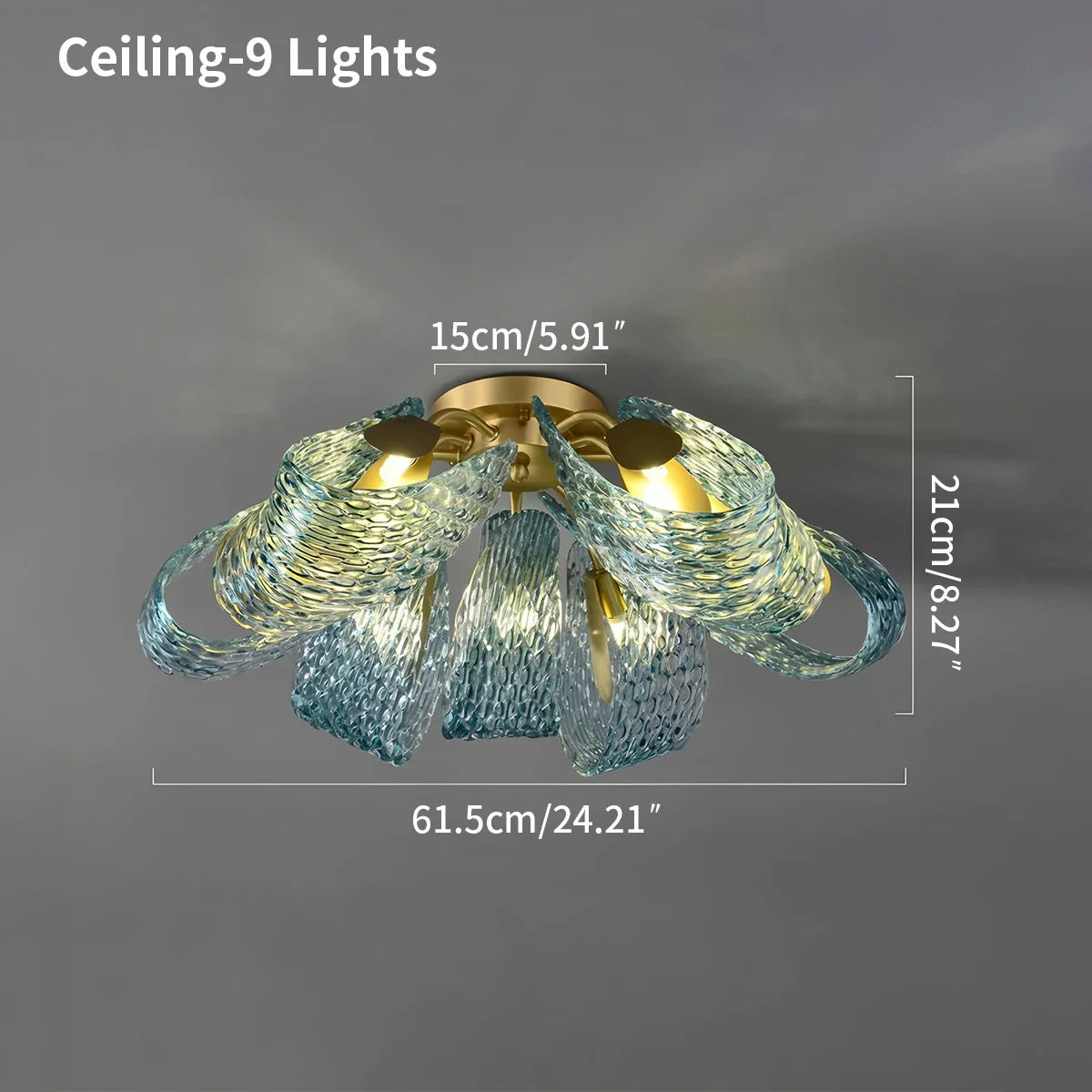 Peacock Blue Art Glass Chandelier for Dining Room