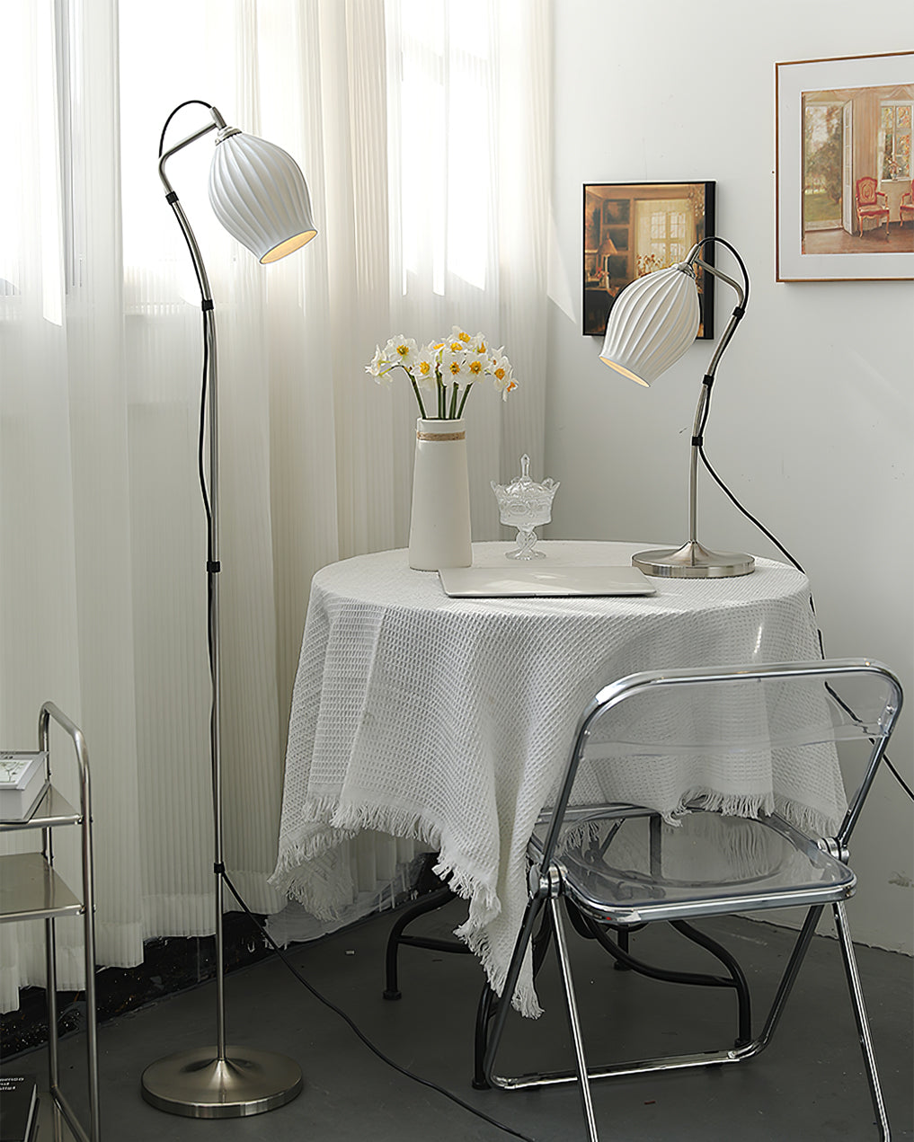 Ceramic Ribbed Floor Lamp