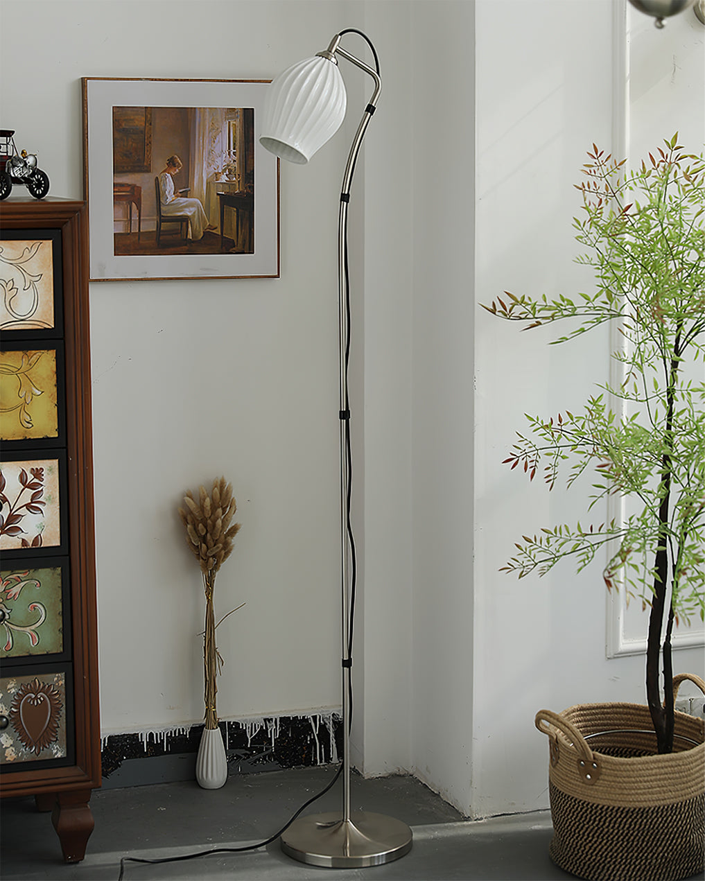 Ceramic Ribbed Floor Lamp