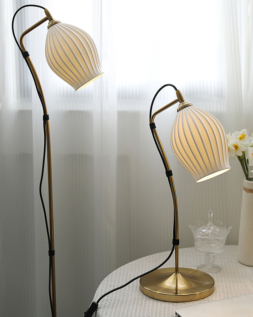 Ceramic Ribbed Floor Lamp