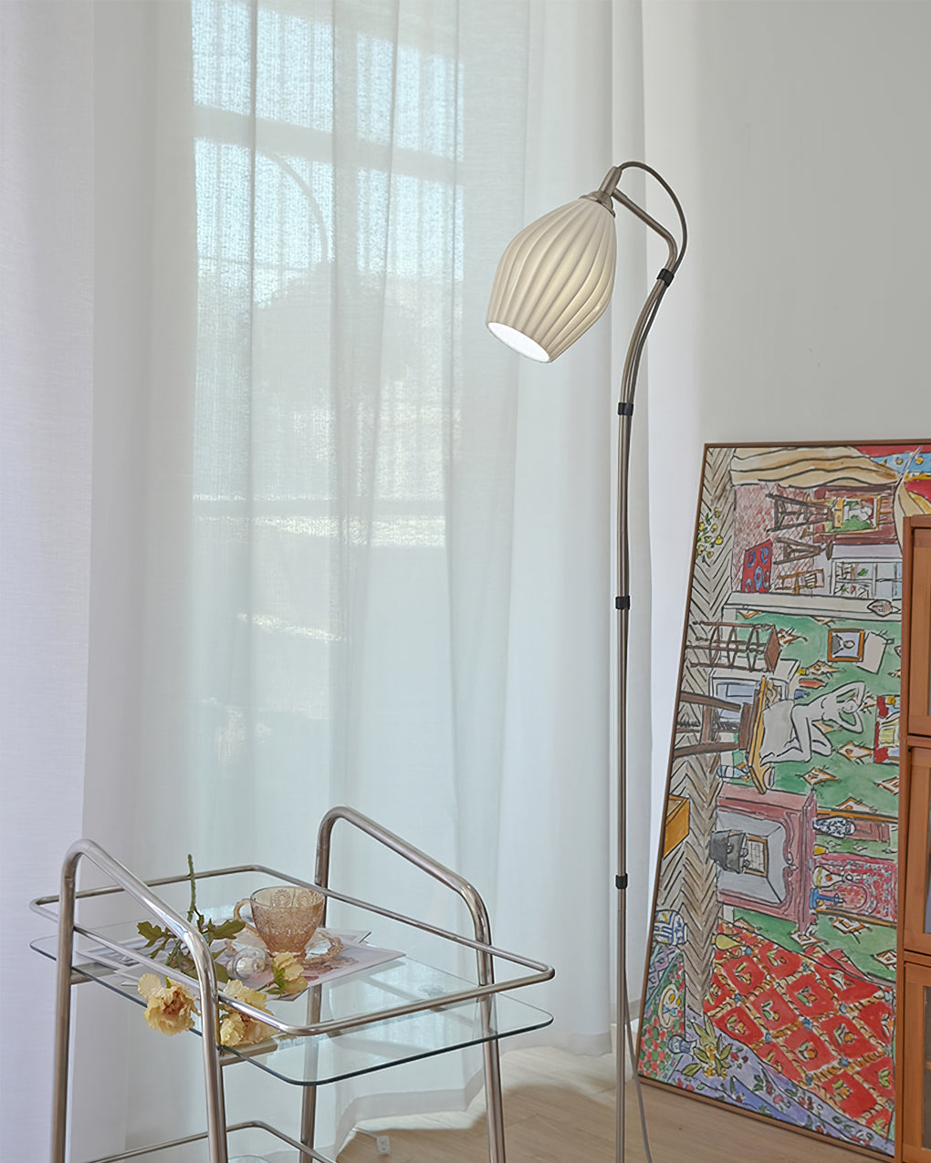 Ceramic Ribbed Floor Lamp