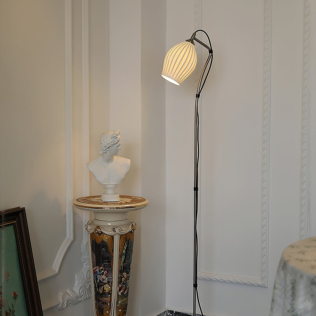 Ceramic Ribbed Floor Lamp