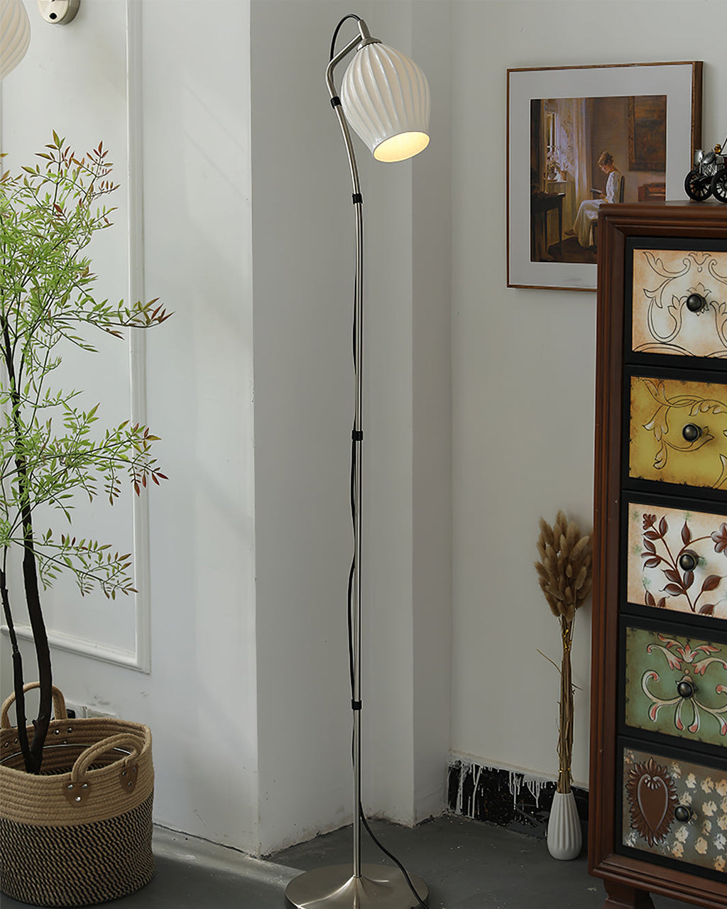 Ceramic Ribbed Floor Lamp