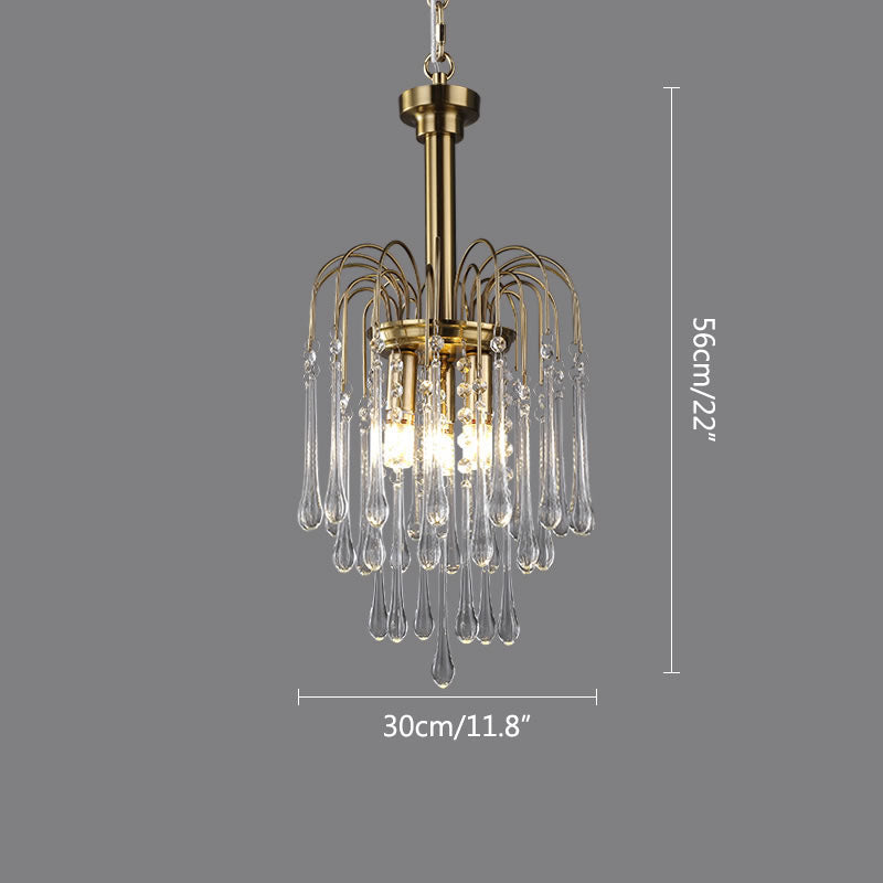 French Retro Water Drop Glass Chandelier