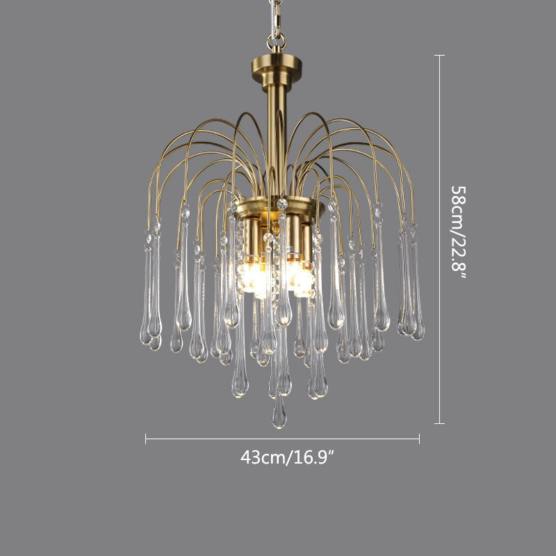 French Retro Water Drop Glass Chandelier