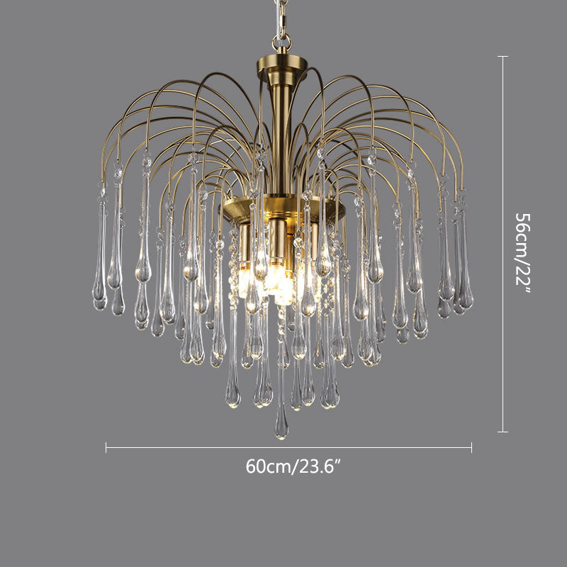 French Retro Water Drop Glass Chandelier