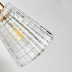 Clear Checked Glass Brass Wall Sconce