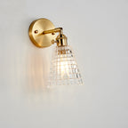 Clear Checked Glass Brass Wall Sconce